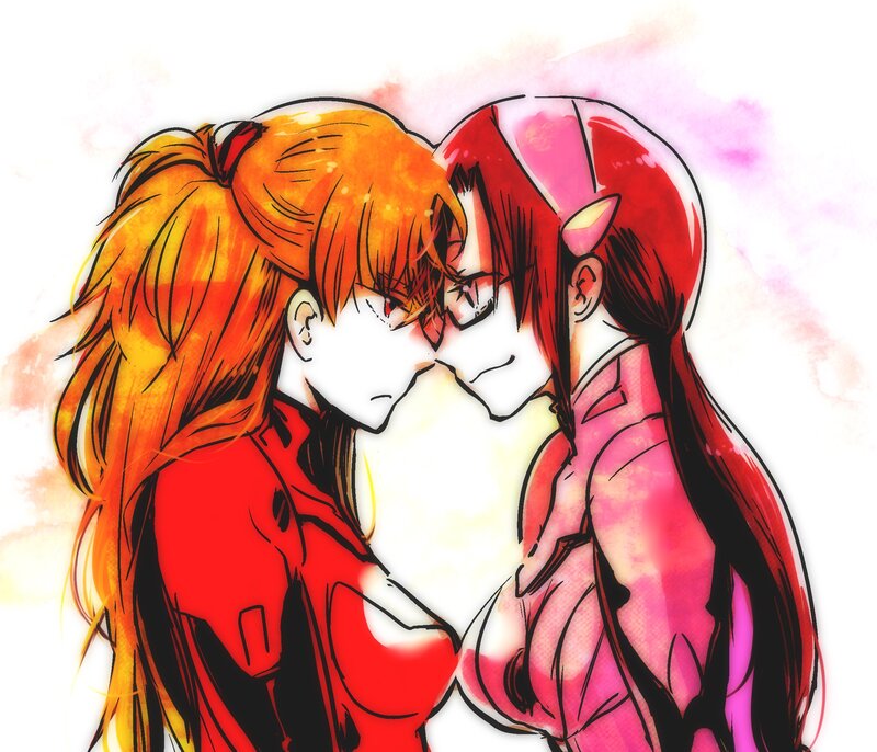 Two Anime Girls Kissing — Red, Romantic, Red Hair