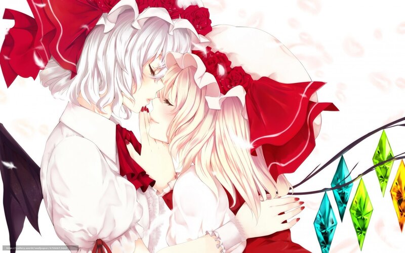 Two Anime Girls Kissing — Red, Romantic