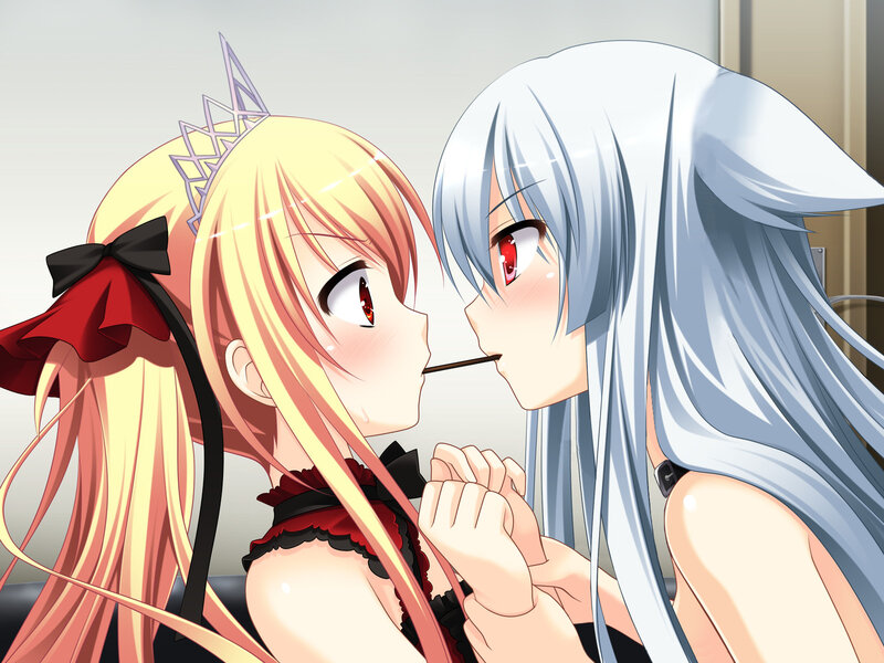Two Anime Girls Kissing — White, Intimate