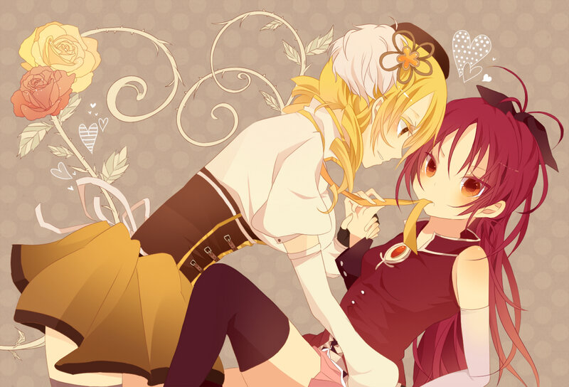 Two Anime Girls Kissing — Yellow, Romantic