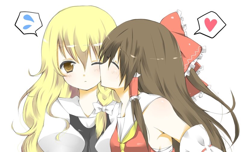 Two Anime Girls Kissing — Yellow