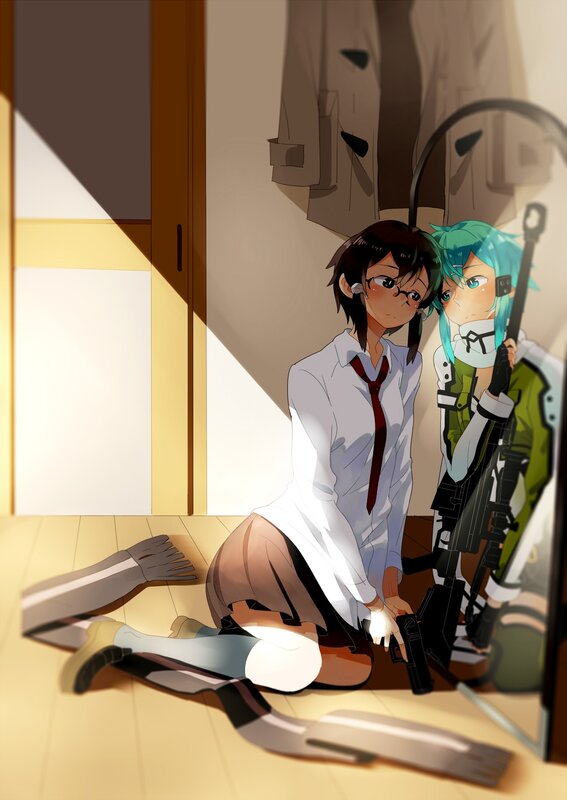 Two Anime Girls Kneeling — Brown