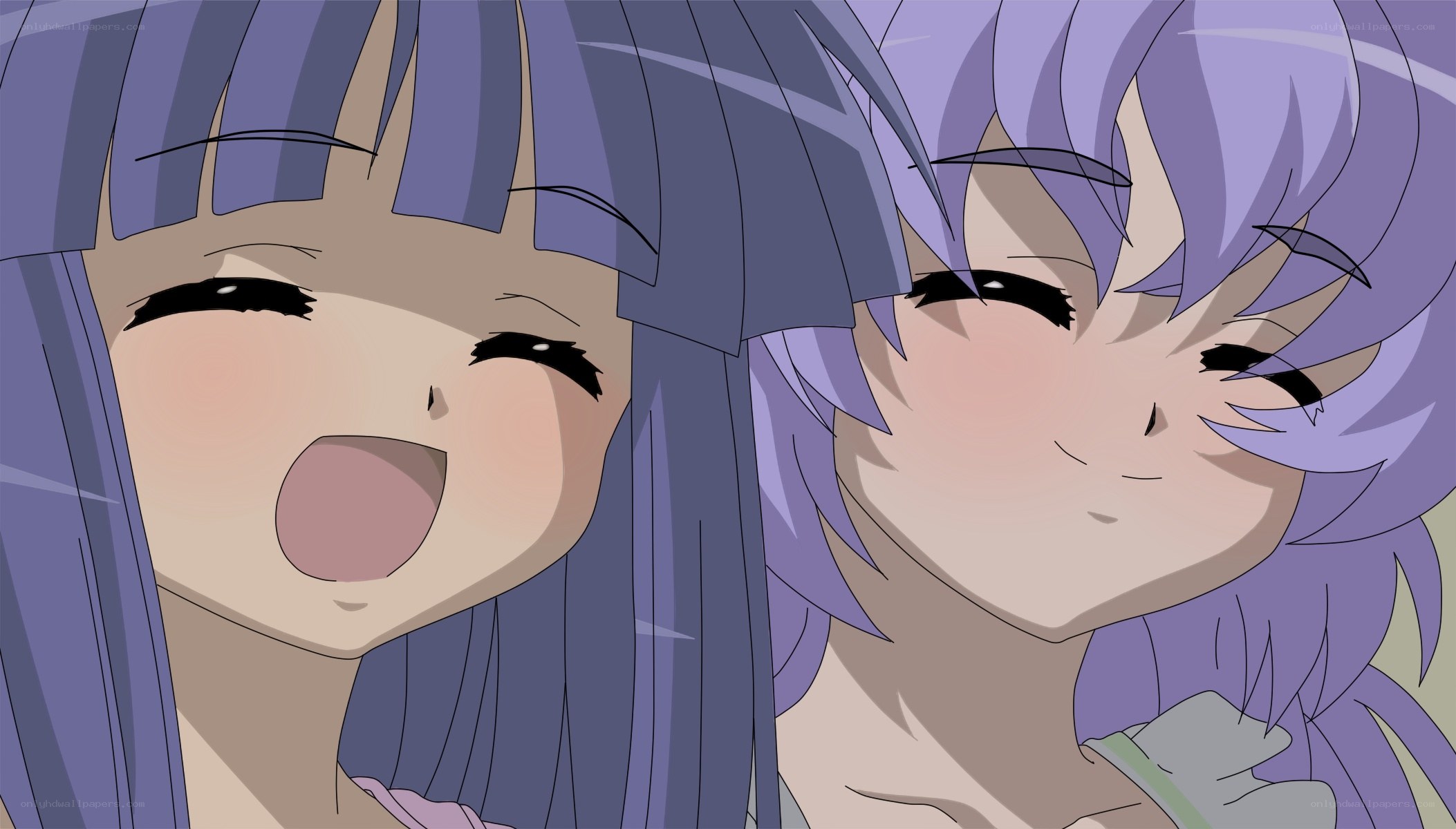 two anime girls laughing