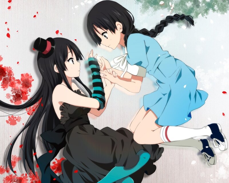 Two Anime Girls Lying — Black, Calm