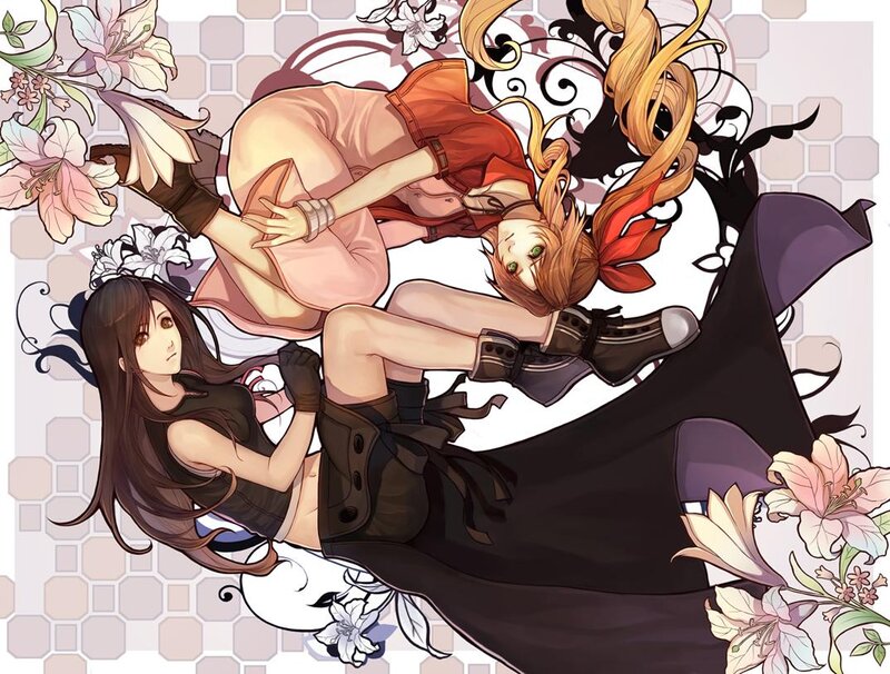 Two Anime Girls Lying — Black, Dramatic