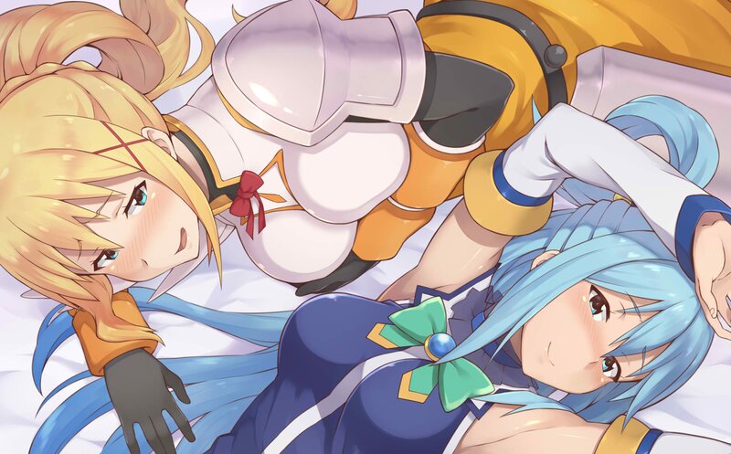 Two Anime Girls Lying — Blue, Calm