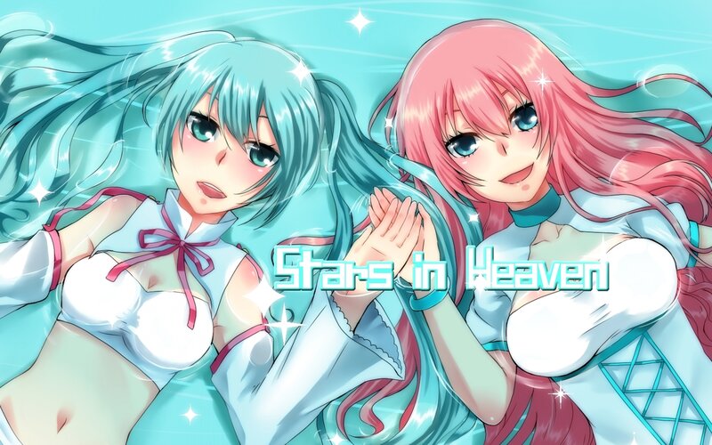 Two Anime Girls Lying — Cyan, Dreamy