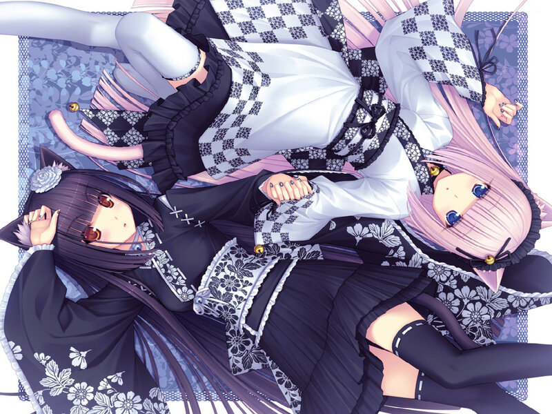 Two Anime Girls Lying Down — Black, Calm