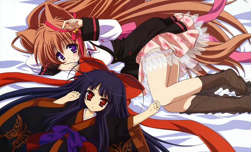 Two Anime Girls Lying Down — Brown