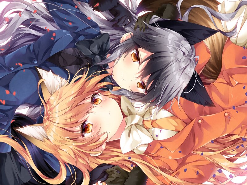 Two Anime Girls Lying Down — Orange, Dramatic