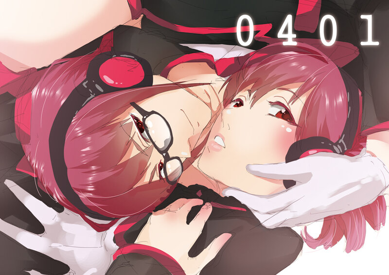 Two Anime Girls Lying Down — Red