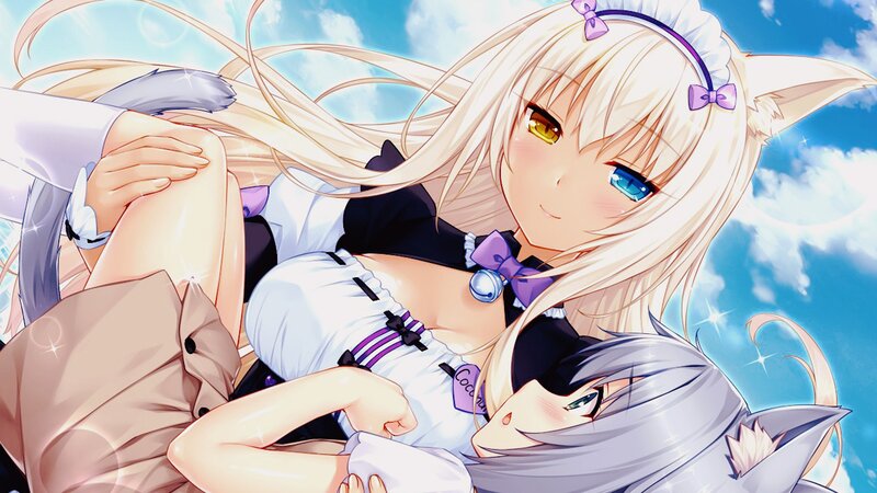 Two Anime Girls Lying Down — White, Calm, Afternoon