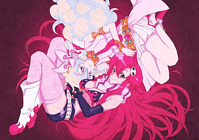 Two Anime Girls Lying — Pink, Dramatic