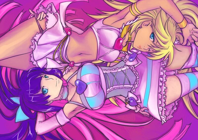 Two Anime Girls Lying — Pink