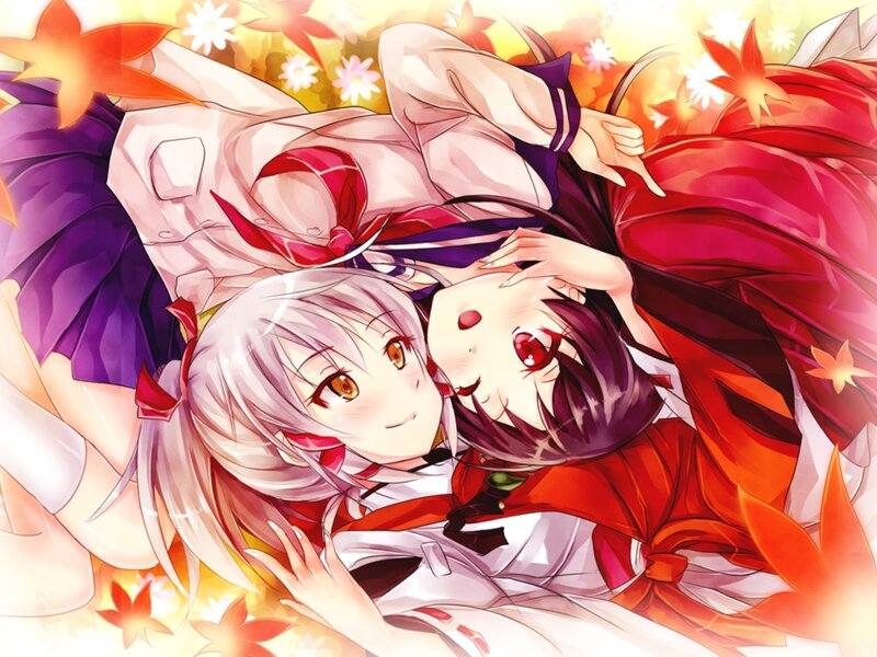 Two Anime Girls Lying — Red, Peaceful