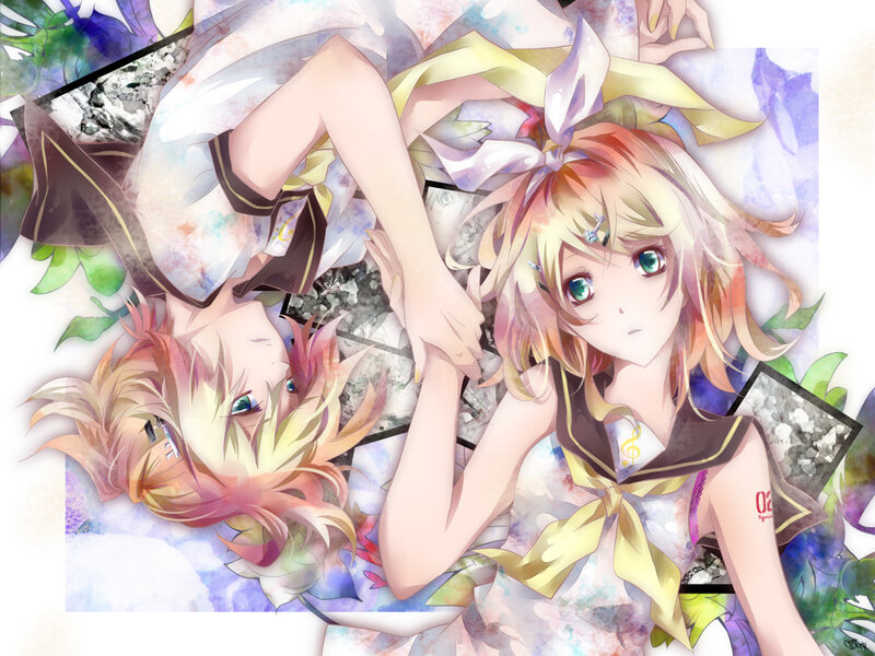 Two Anime Girls Lying — Yellow, Dreamy