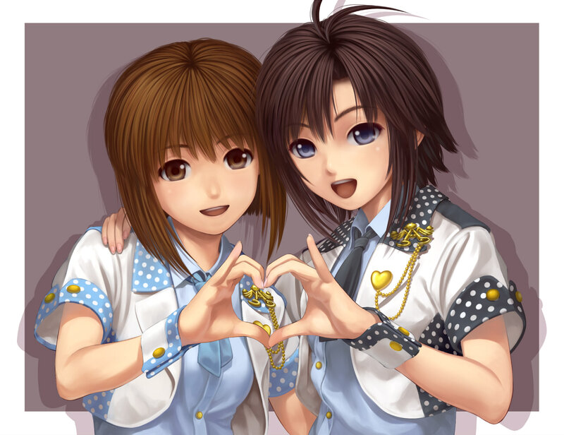 Two Anime Girls Making Heart — White