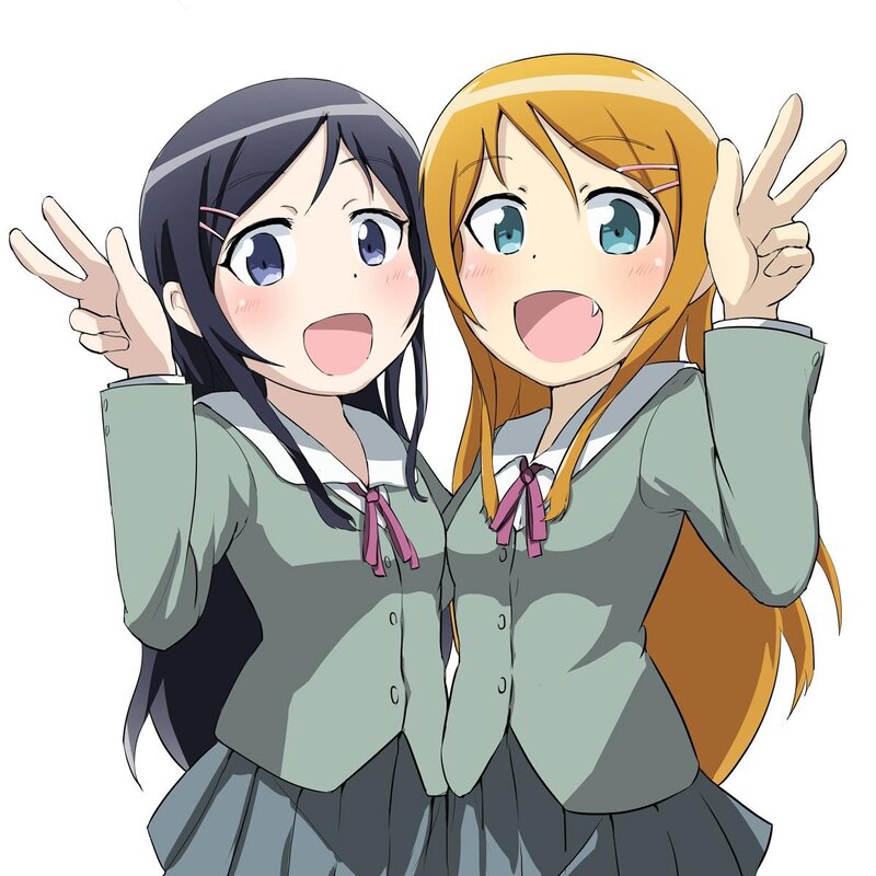 two anime girls making peace signs