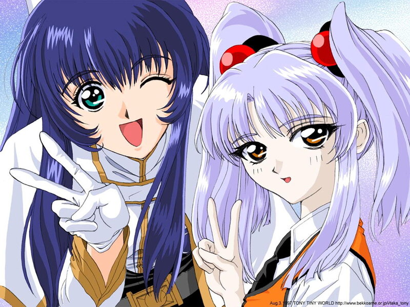 Two anime girls making peace signs