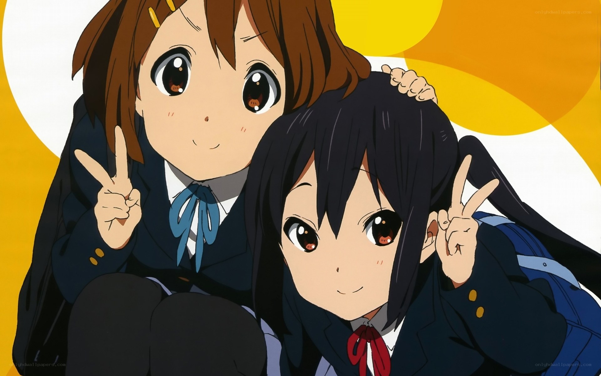 Two anime girls making peace signs