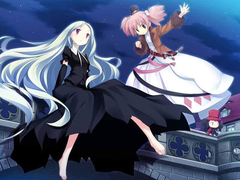 Two Anime Girls on a Balcony — Blue