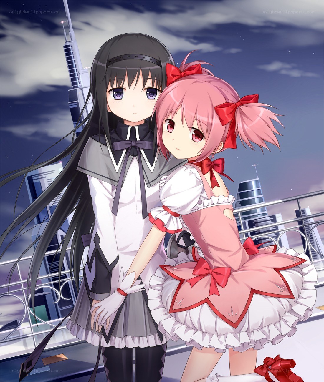 Two anime girls on a balcony