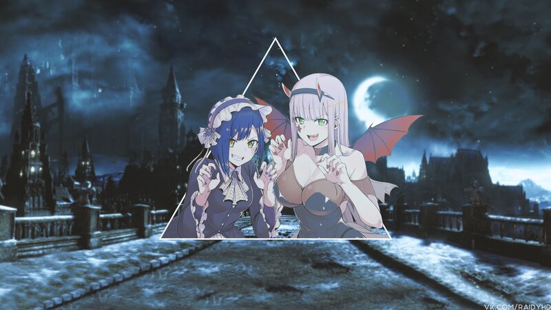 Two Anime Girls on a Bridge — Blue, Dramatic