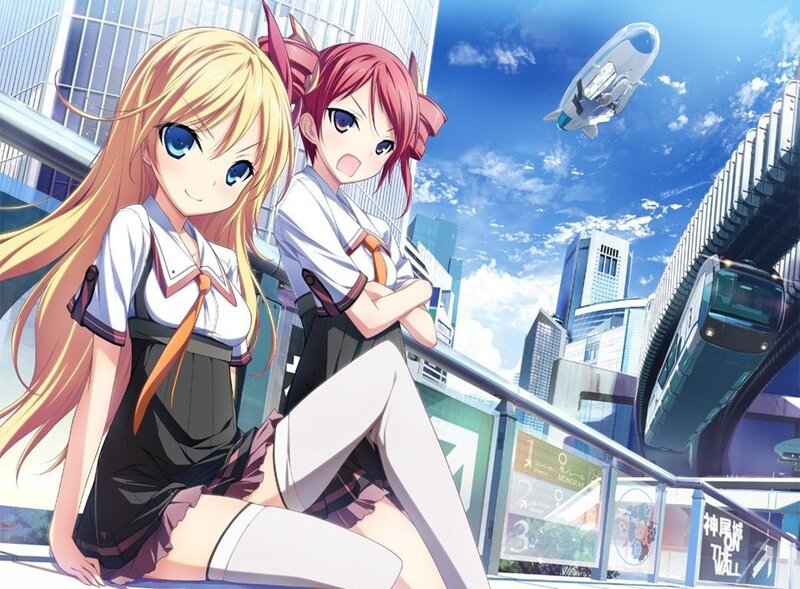 Two Anime Girls on a Bridge — Blue