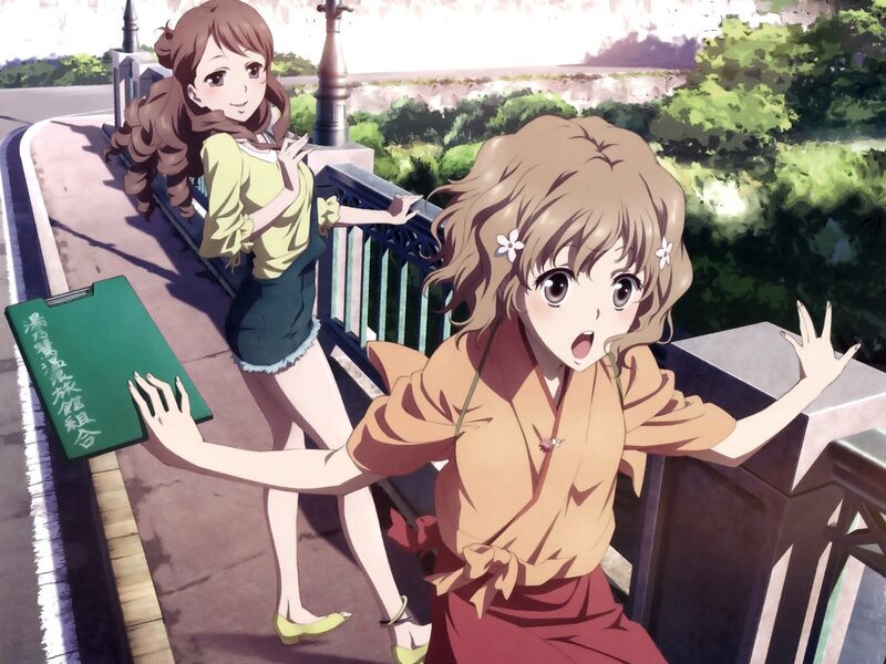 Two Anime Girls on a Bridge — Brown