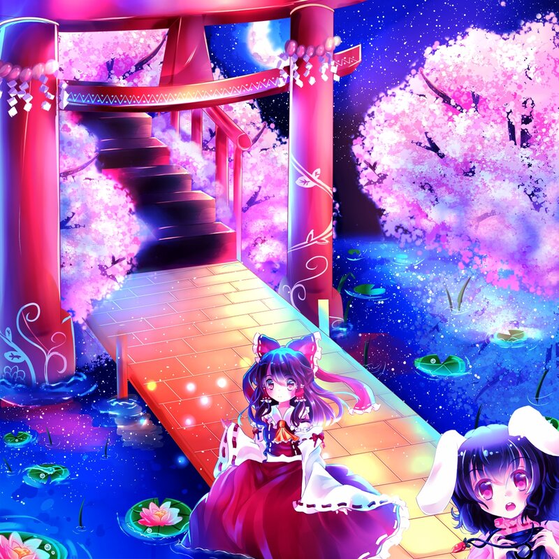 Two Anime Girls on a Bridge — Pink