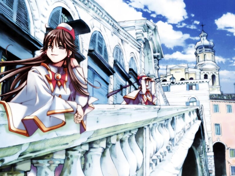 Two Anime Girls on a Bridge — White