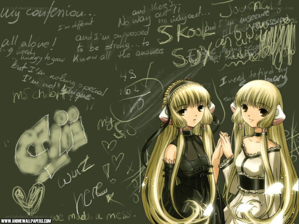 Two anime girls on a chalkboard