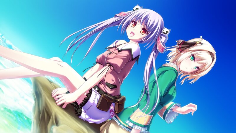 Two Anime Girls on a Cliff — Blue