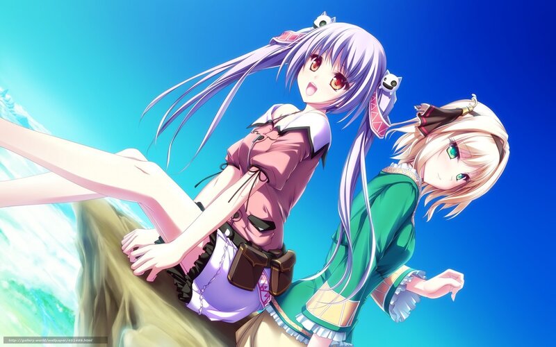 Two anime girls on a cliff