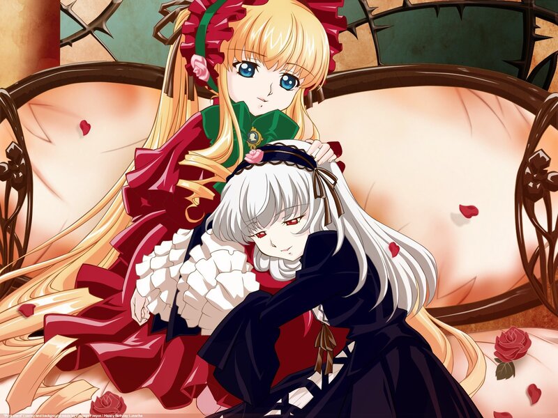 Two anime girls on a couch