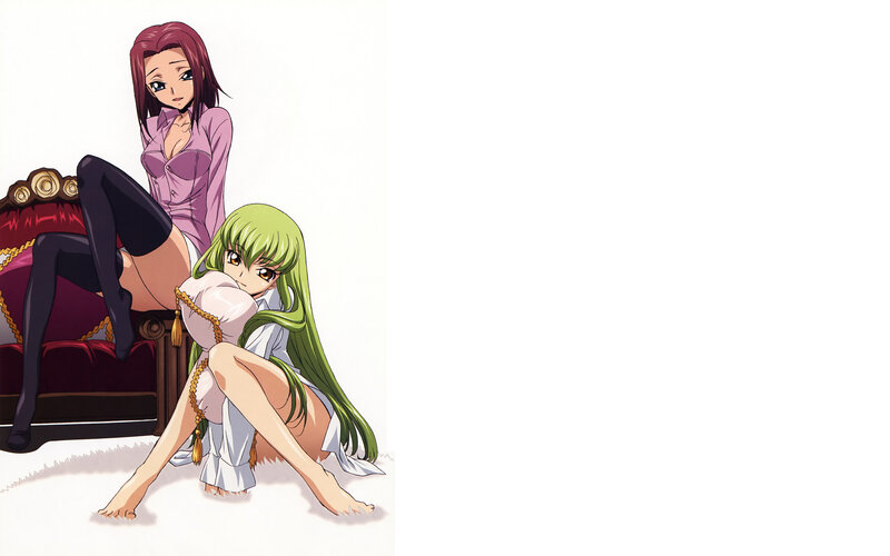 Two anime girls on a couch