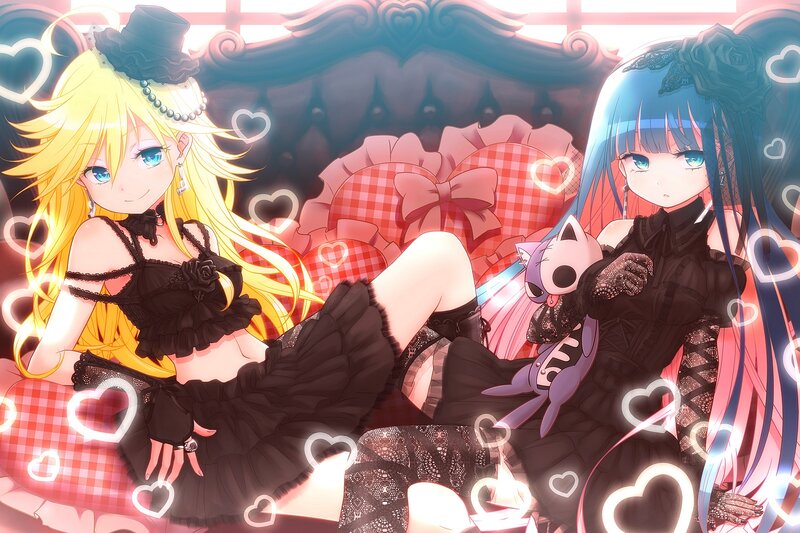 Two Anime Girls on a Couch — Black