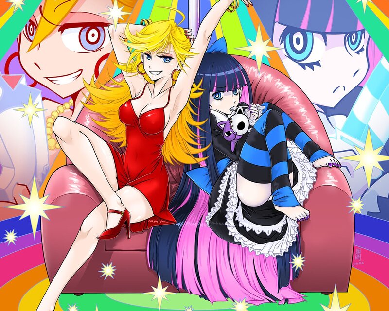 Two Anime Girls on a Couch — Pink, Vibrant