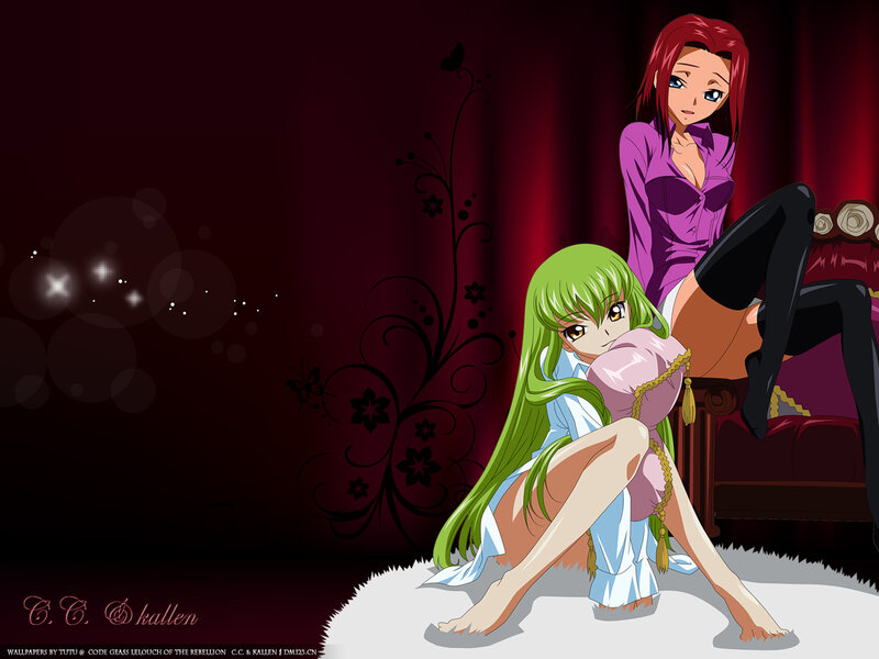 Two Anime Girls on a Couch — Red, Dramatic