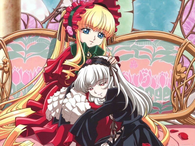 Two Anime Girls on a Couch — Red