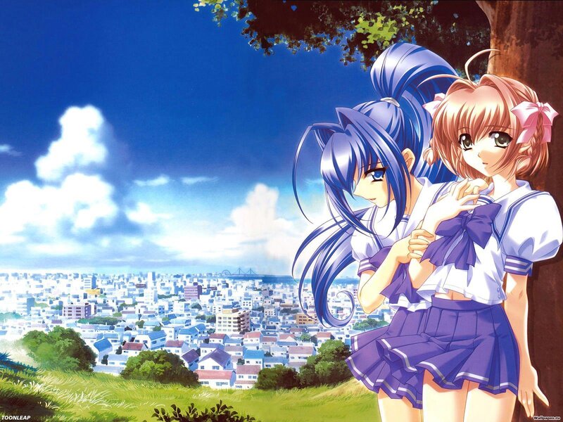Two Anime Girls on a Hill