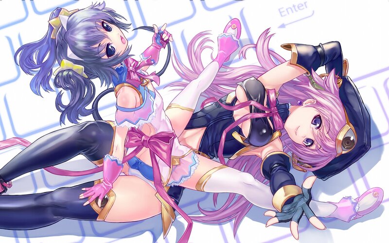 Two anime girls on a keyboard