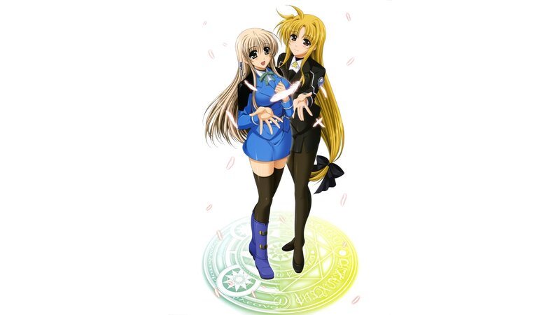 two anime girls on a magic circle