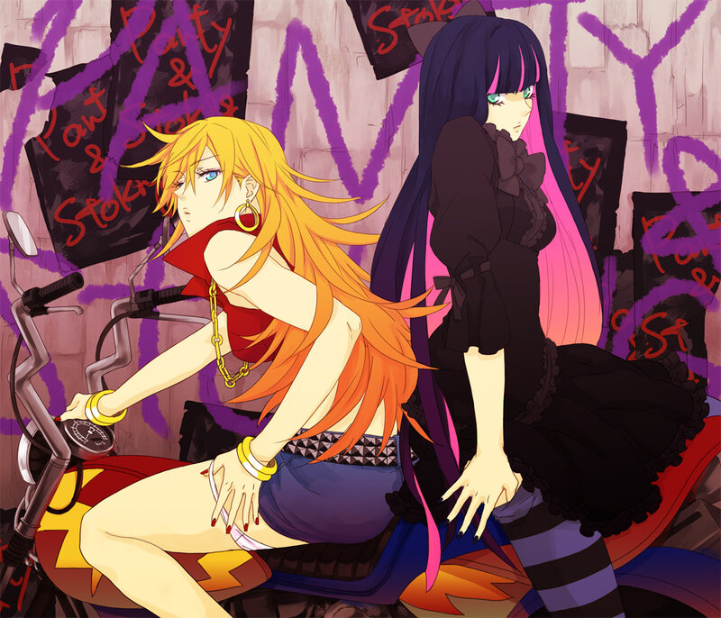 Two Anime Girls on a Motorcycle