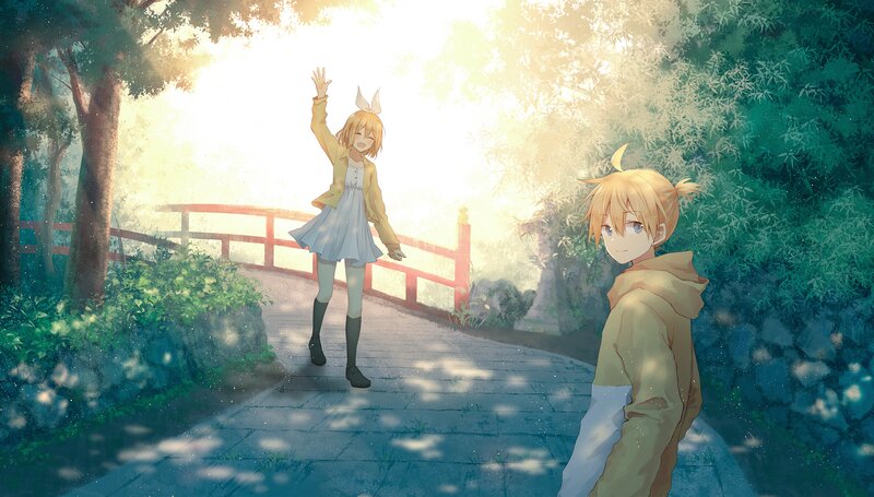 Two Anime Girls on a Path