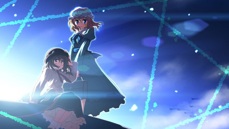 Two Anime Girls on a Platform — Blue
