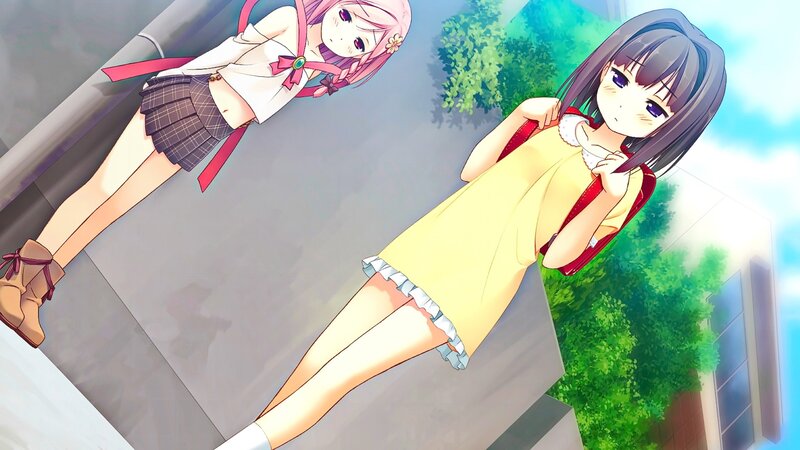 Two Anime Girls on a Rooftop — Yellow, Calm