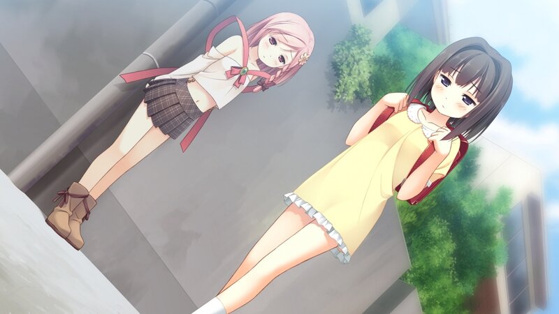Two Anime Girls on a Rooftop — Yellow