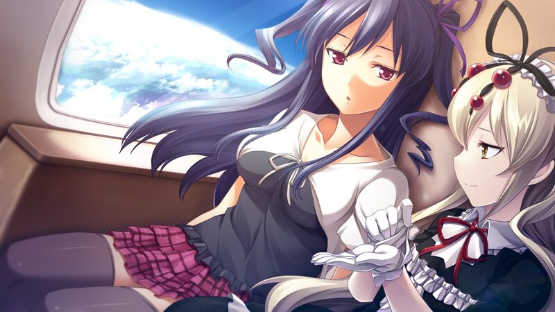 Two Anime Girls on a Train — Purple