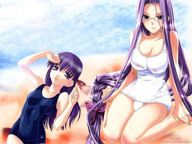 Two Anime Girls on Beach — Purple
